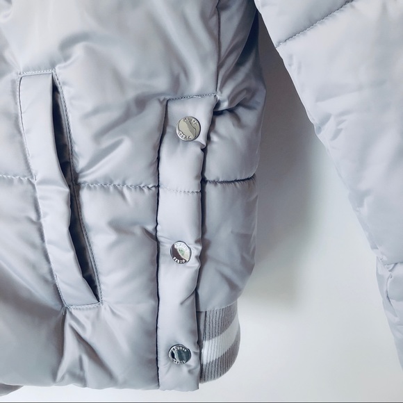 Silver Guess Logo Quilted Puffer Jacket - Picture 5 of 9